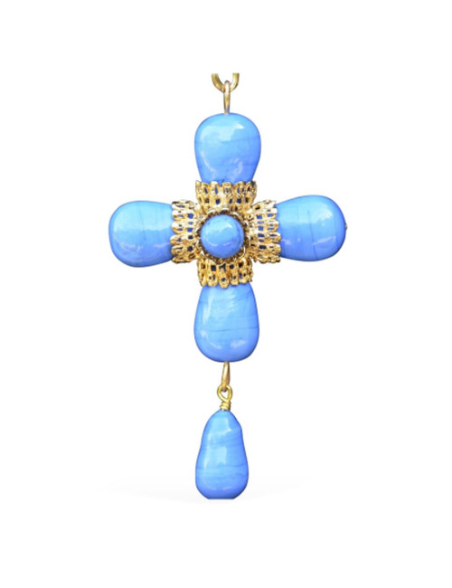 Collier Croix bleu MARGUERITE DE VALOIS