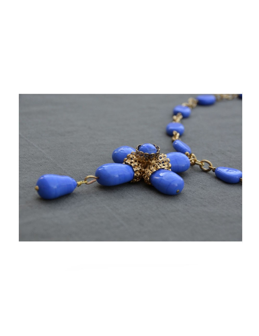 Collier Croix bleu MARGUERITE DE VALOIS