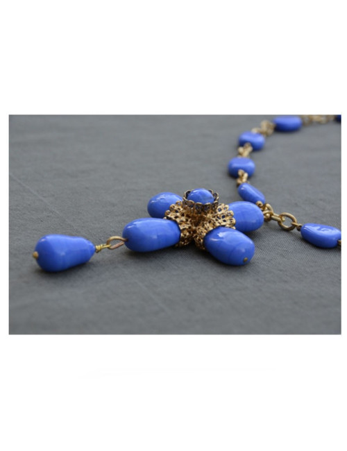 Necklace Cross Blue MARGUERITE DE VALOIS