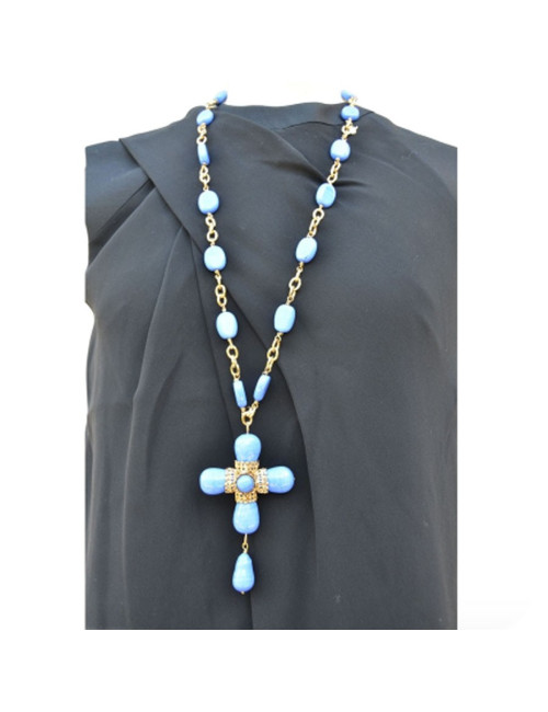Collier Croix bleu MARGUERITE DE VALOIS