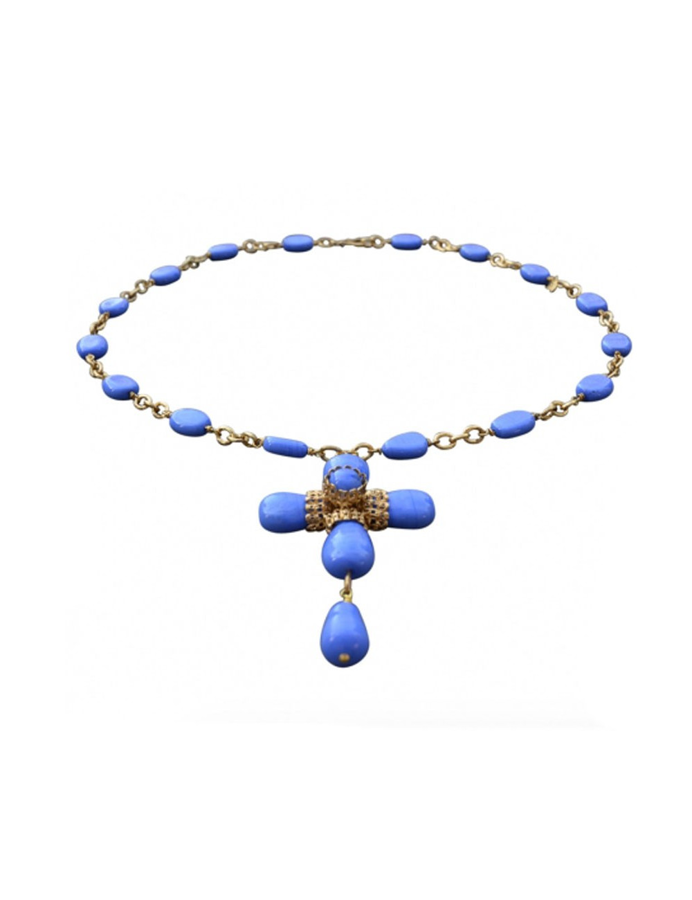 Necklace Cross Blue MARGUERITE DE VALOIS