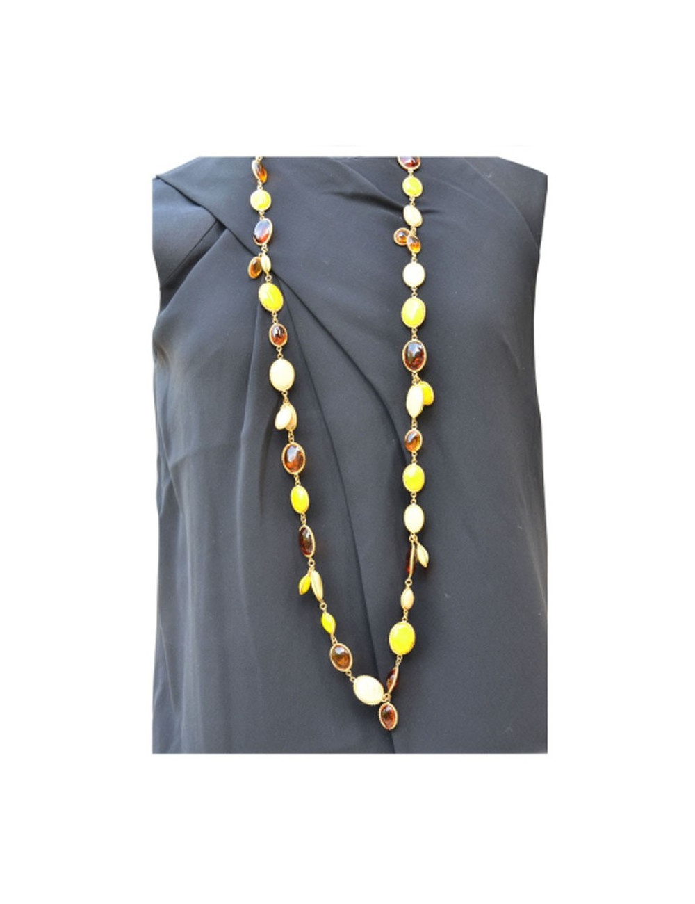 Sautoir cabochons MARGUERITE DE VALOIS en pâte de verre