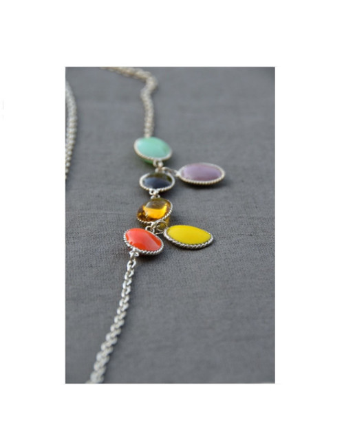 Sautoir chaine et cabochons MARGUERITE DE VALOIS