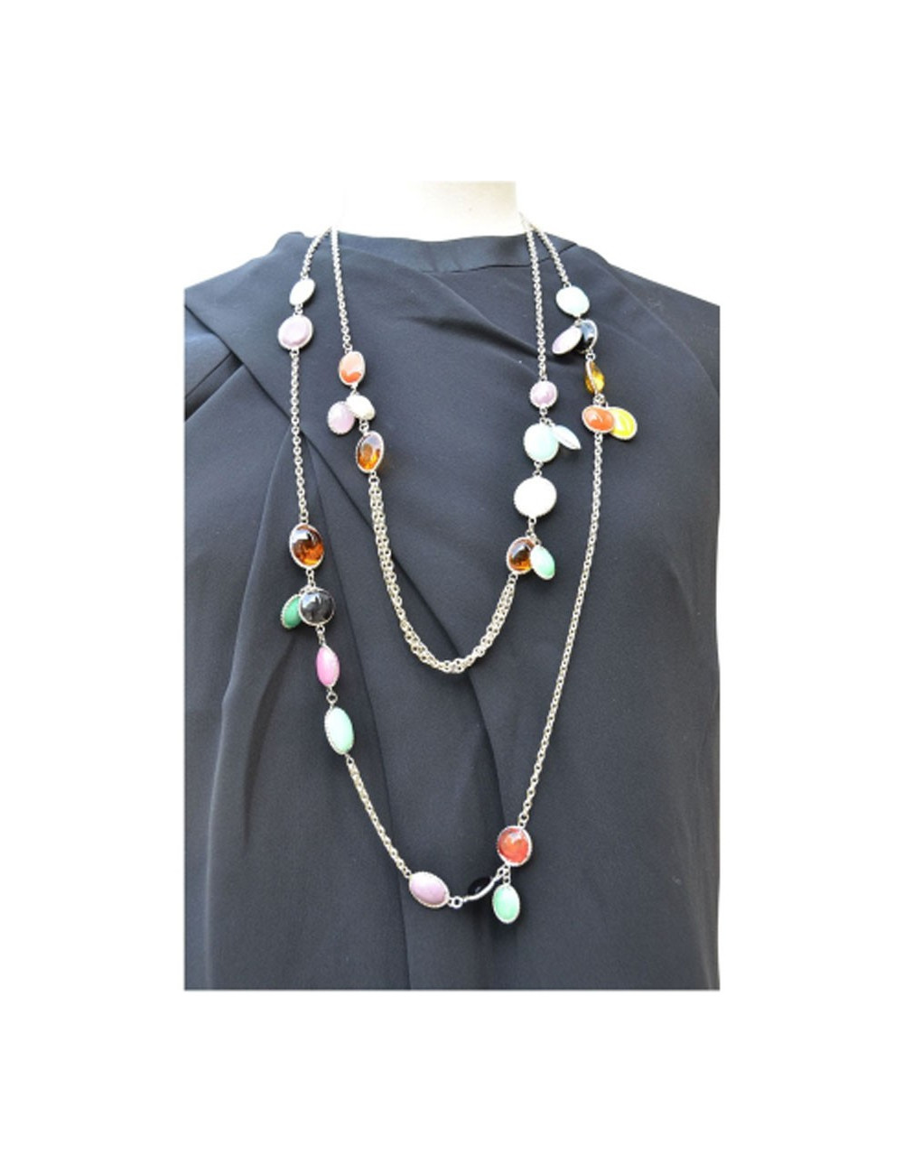 Sautoir chaine et cabochons MARGUERITE DE VALOIS