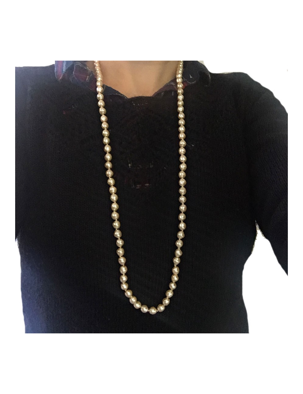 MARGUERITE DE VALOIS baroque mother-of-pearl molten glass beads long necklace