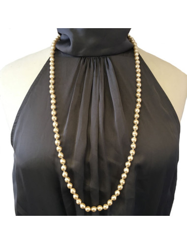 Sautoir MARGUERITE DE VALOIS en perles baroques en pâte de verre nacrée 2