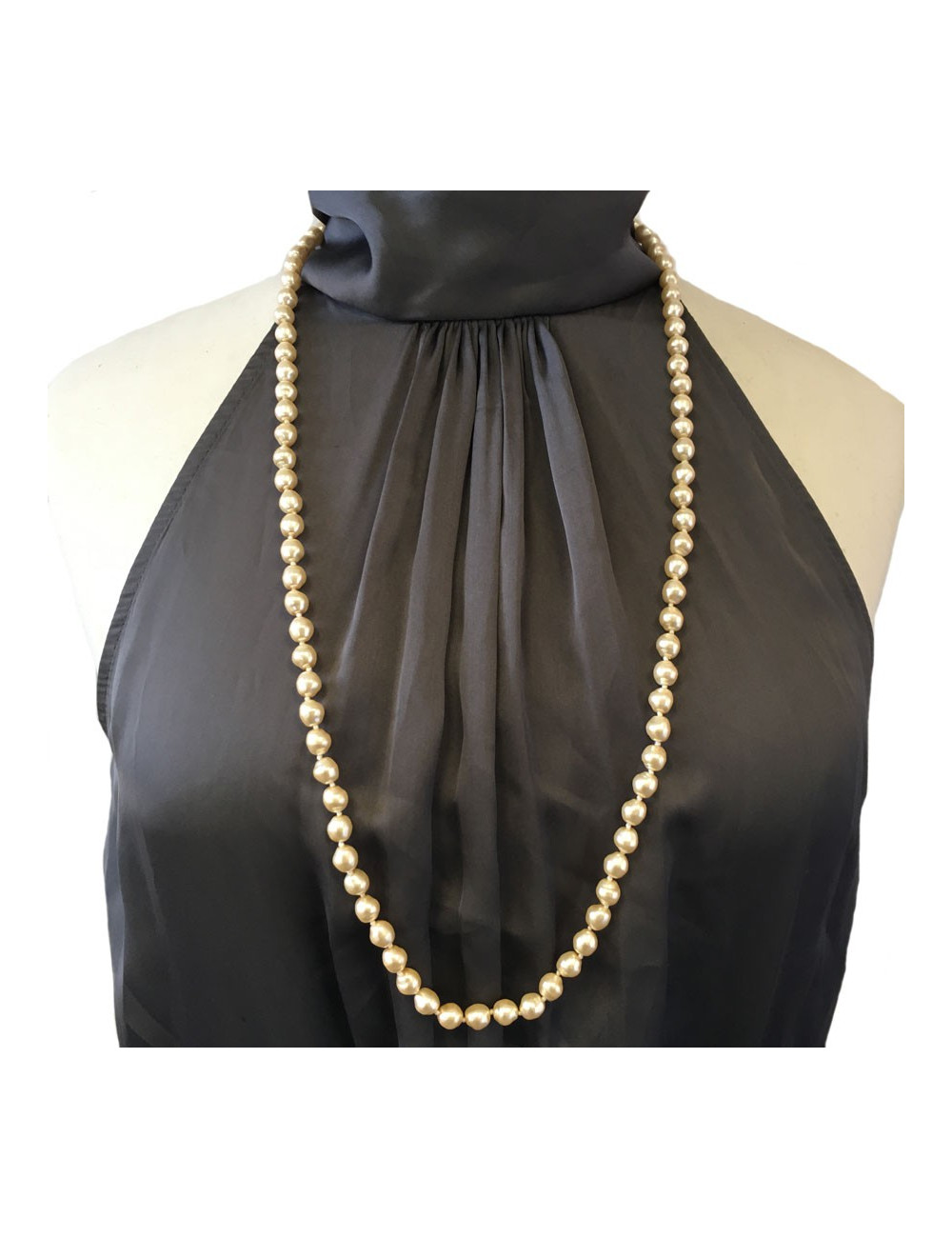 MARGUERITE DE VALOIS baroque mother-of-pearl molten glass beads long necklace