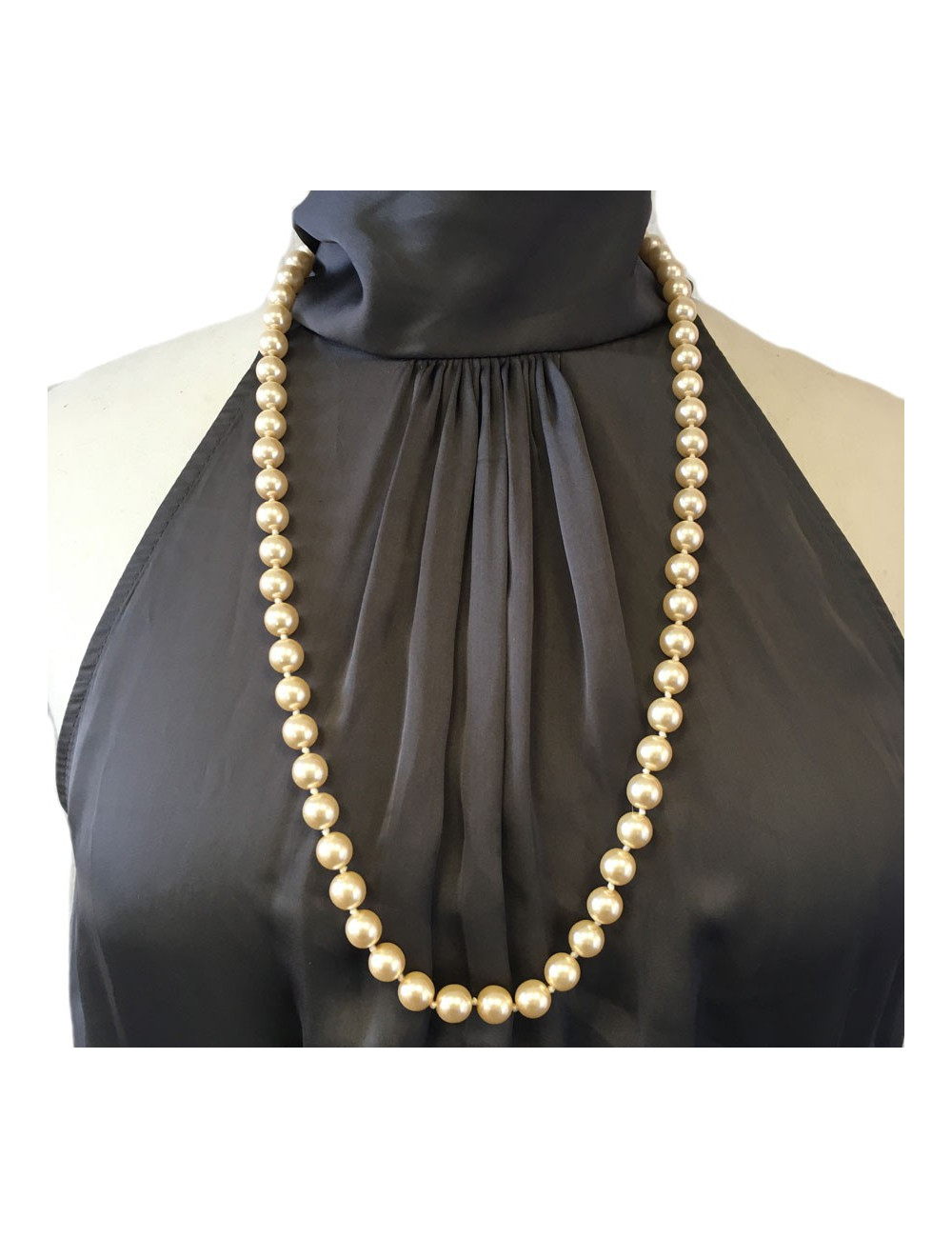 Collier MARGUERITE DE VALOIS perles nacrées en pâte de verre