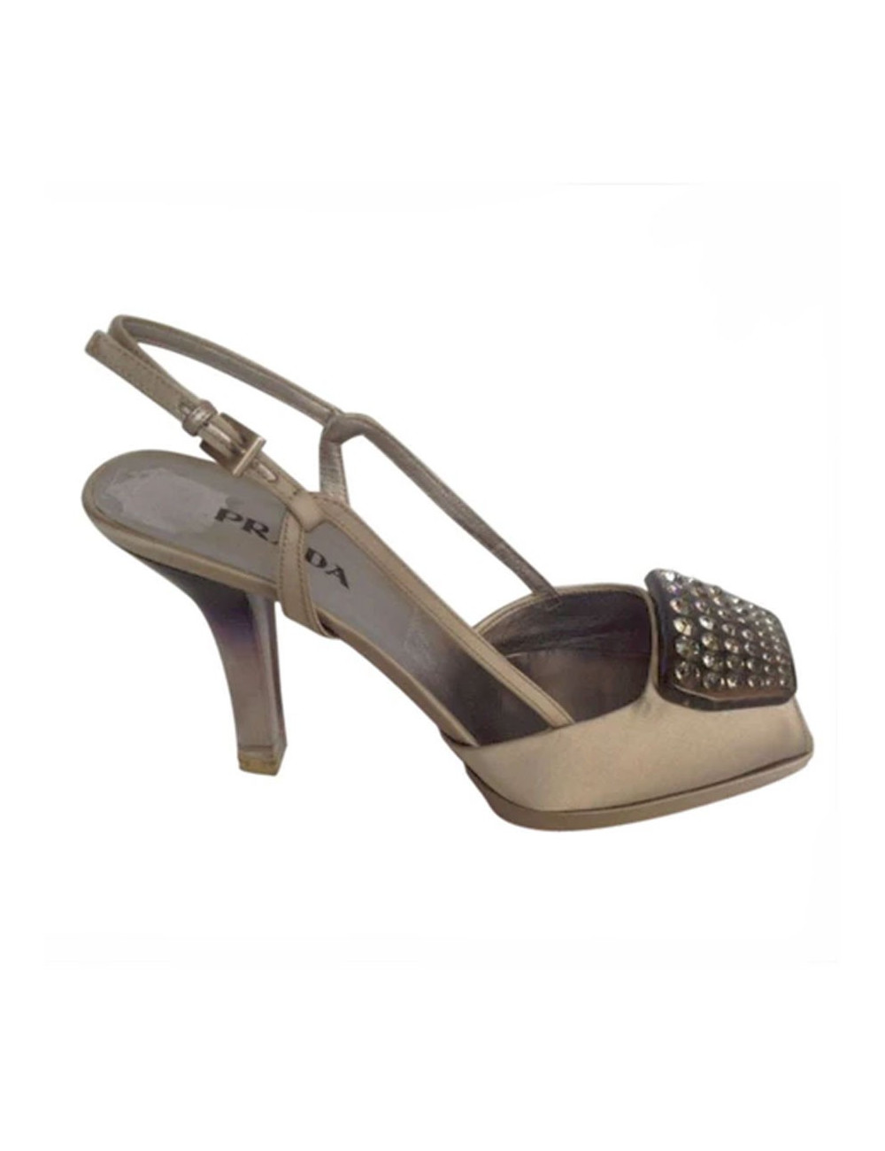 Sandales hautes PRADA T39.5 satin argenté