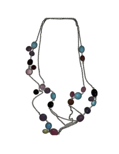 sautoir MARGUERITE de VALOIS "Gouttes d'eau" pâte de verre