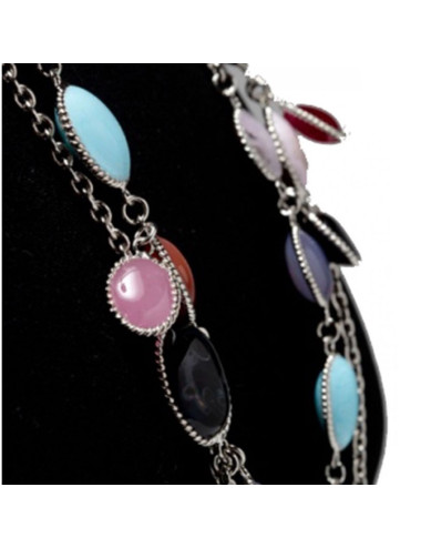 sautoir MARGUERITE de VALOIS cabochons pâte de verre 2