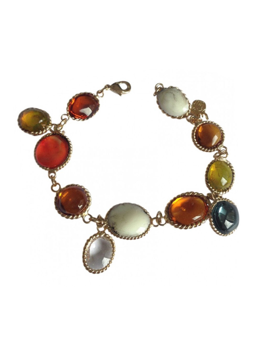 MARGUERITE DE VALOIS large molten glass cabochons bracelet