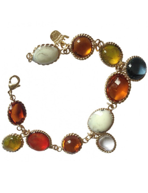 MARGUERITE DE VALOIS large molten glass cabochons bracelet