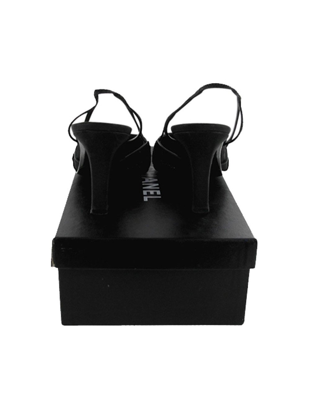 Sandales Couture T 36.5 CHANEL soie perles noires