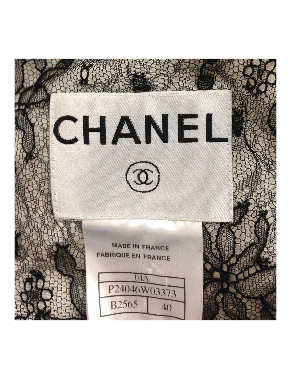 Jacket CHANEL tweed and lace Lesage black and Ecru T40
