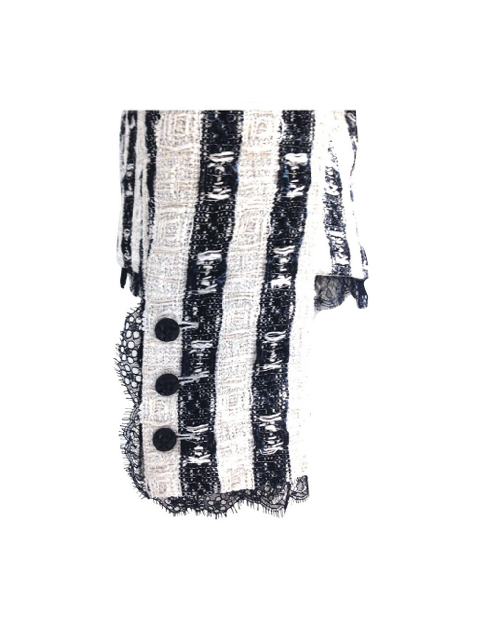 Jacket CHANEL tweed and lace Lesage black and Ecru T40