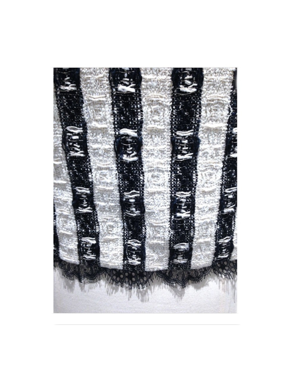 Jacket CHANEL tweed and lace Lesage black and Ecru T40