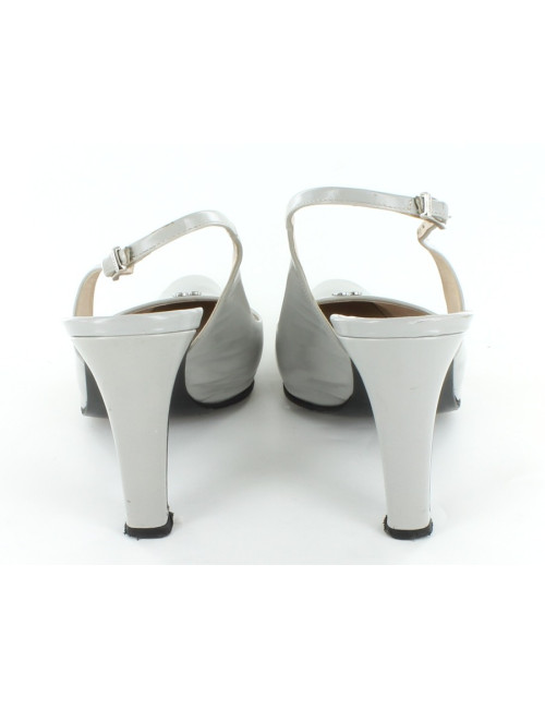 Escarpins CHANEL en cuir gris souris T 36,5 