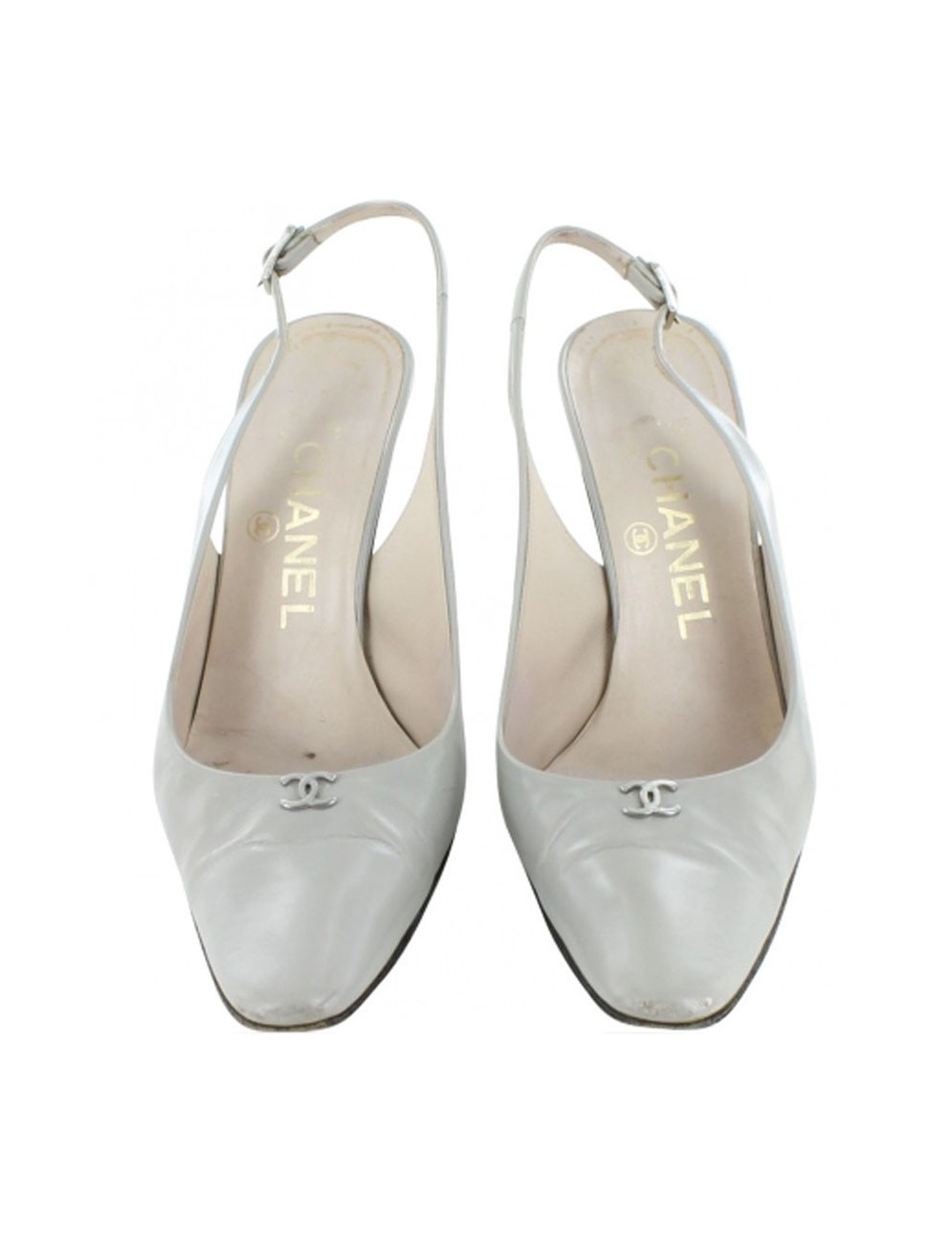 Escarpins CHANEL en cuir gris souris T 36,5 