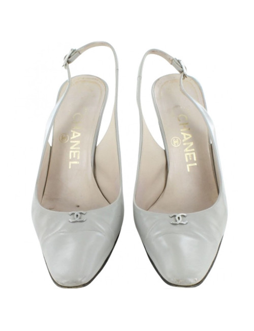 Escarpins CHANEL en cuir gris souris T 36,5 