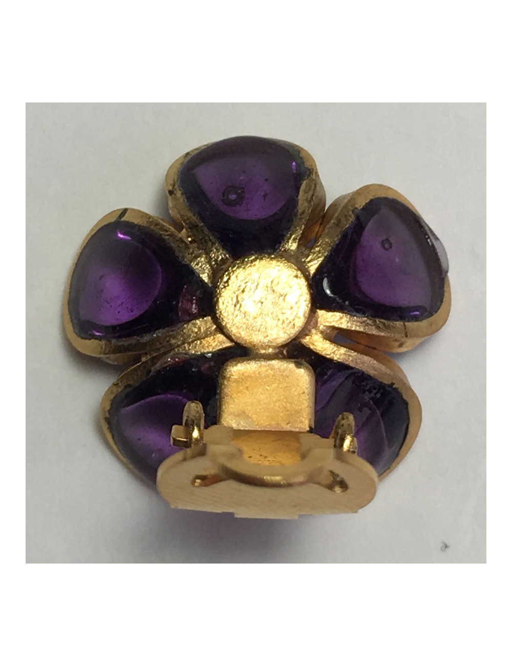 xxx Boucles d'oreille clips MARGUERITE DE VALOIS fleurette en pâte de verre violet