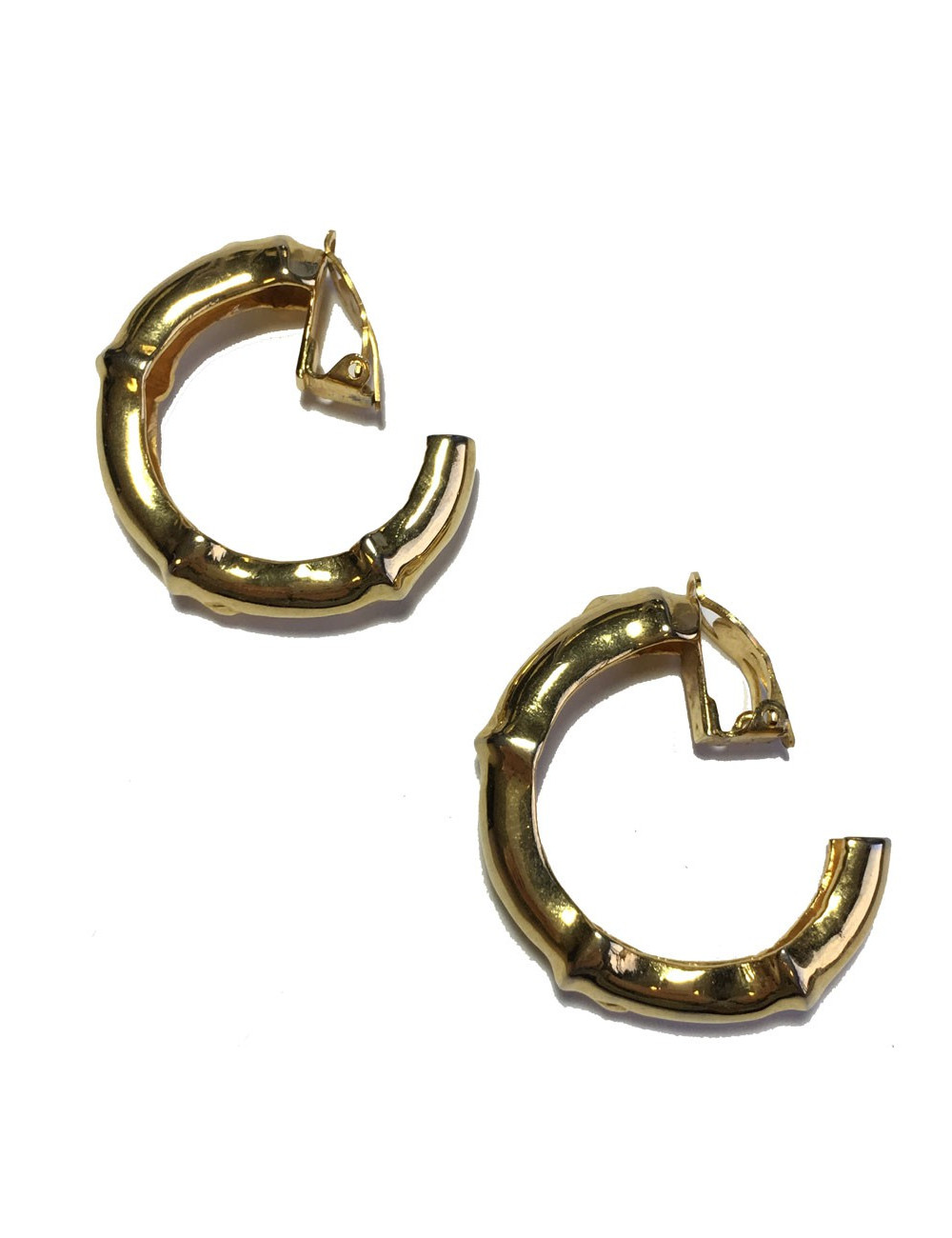 Boucles d'oreille clip HERMES Vintage créoles plaqué or
