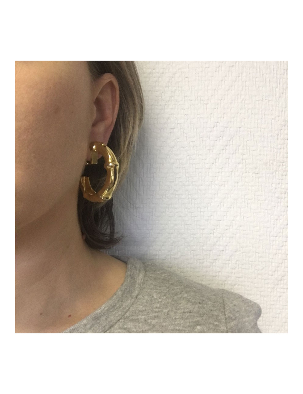 Boucles d'oreille clip HERMES Vintage créoles plaqué or