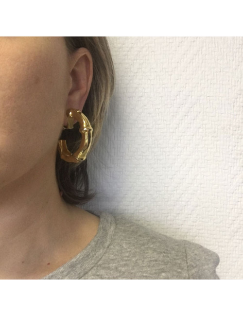 HERMES Vintage creoles clip-on earrings in gold plated metal