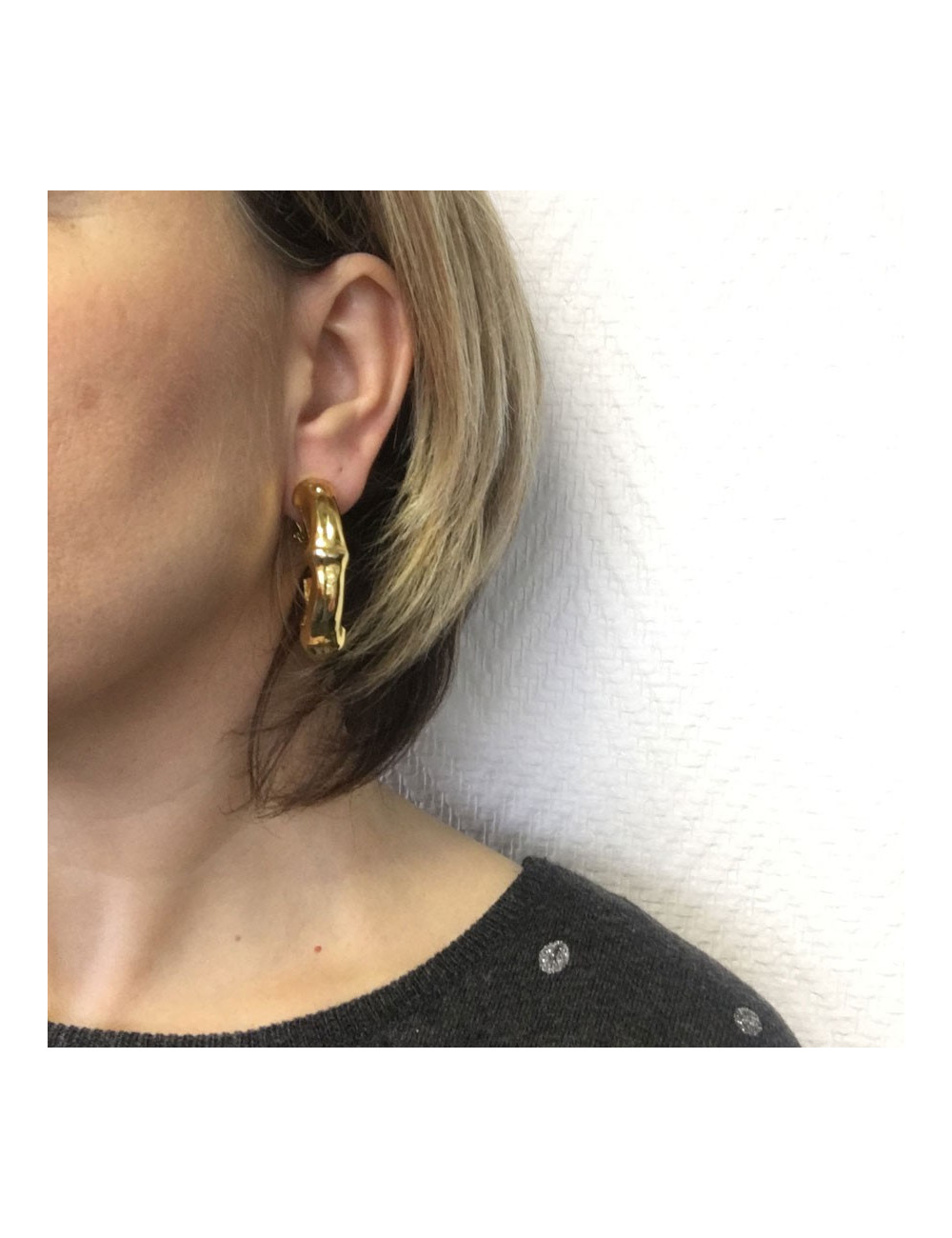 HERMES Vintage creoles clip-on earrings in gold plated metal