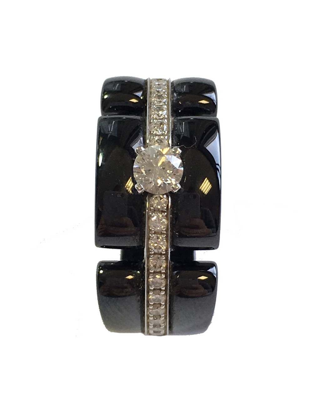 CHANEL ring, 'Ultra'model in 18 carat white gold, black ceramic and diamonds