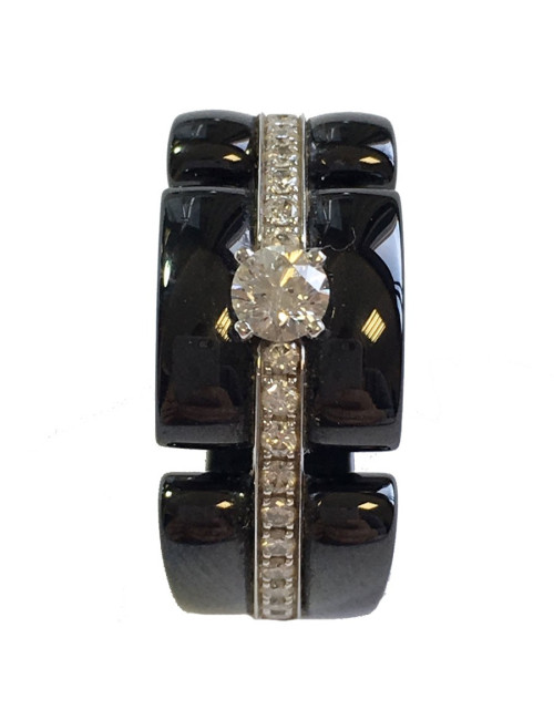 CHANEL ring, 'Ultra'model in 18 carat white gold, black ceramic and diamonds