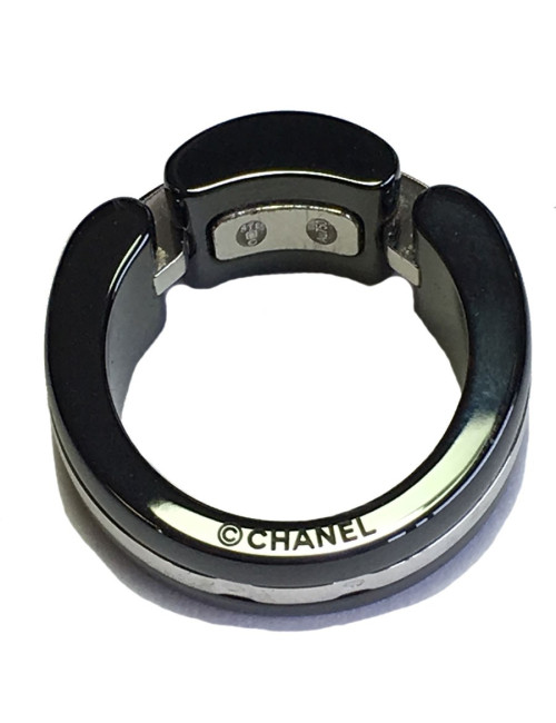 CHANEL ring, 'Ultra'model in 18 carat white gold, black ceramic and diamonds