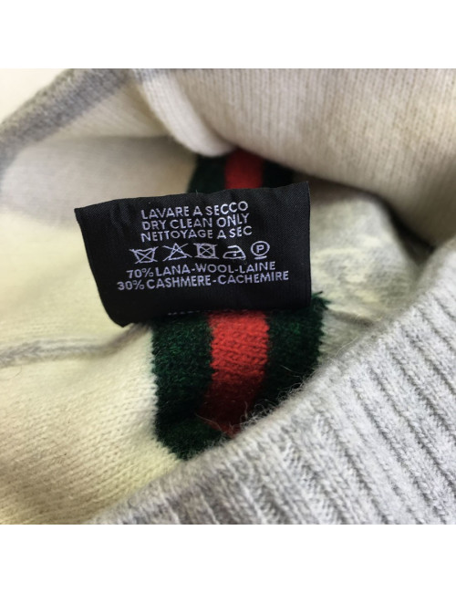 Bonnet GUCCI monogram gris en laine et cachemire