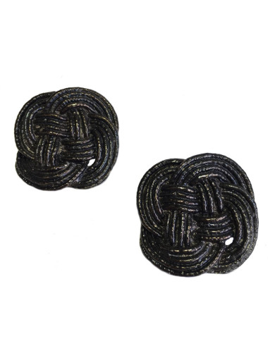 Boucles d'oreille clips en métal entrelacé ruthénium 2