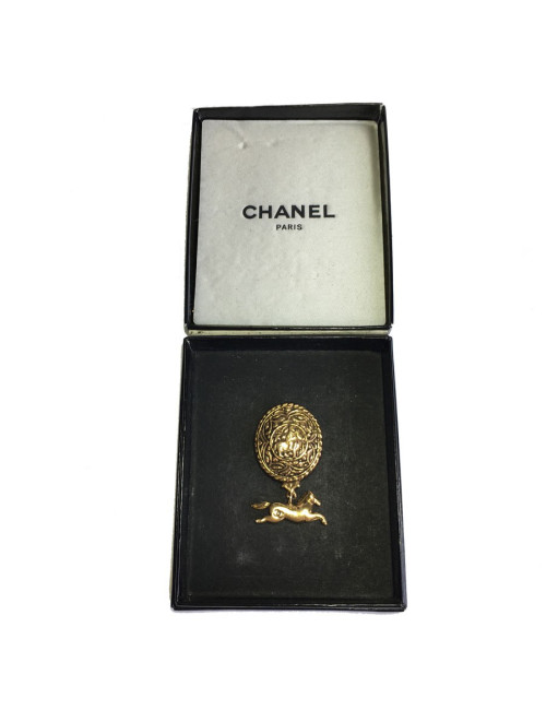 Broche CHANEL Vintage en métal doré