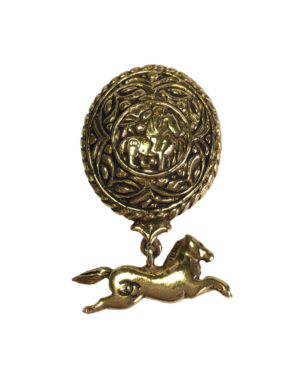Broche CHANEL Vintage en métal doré
