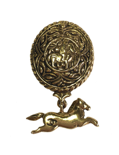Broche CHANEL Vintage en métal doré