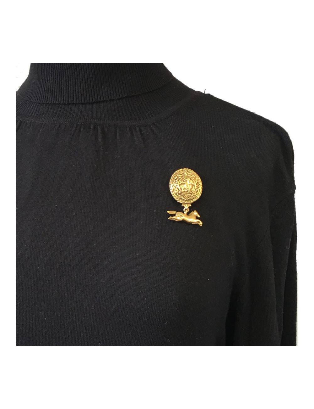 Broche CHANEL Vintage en métal doré