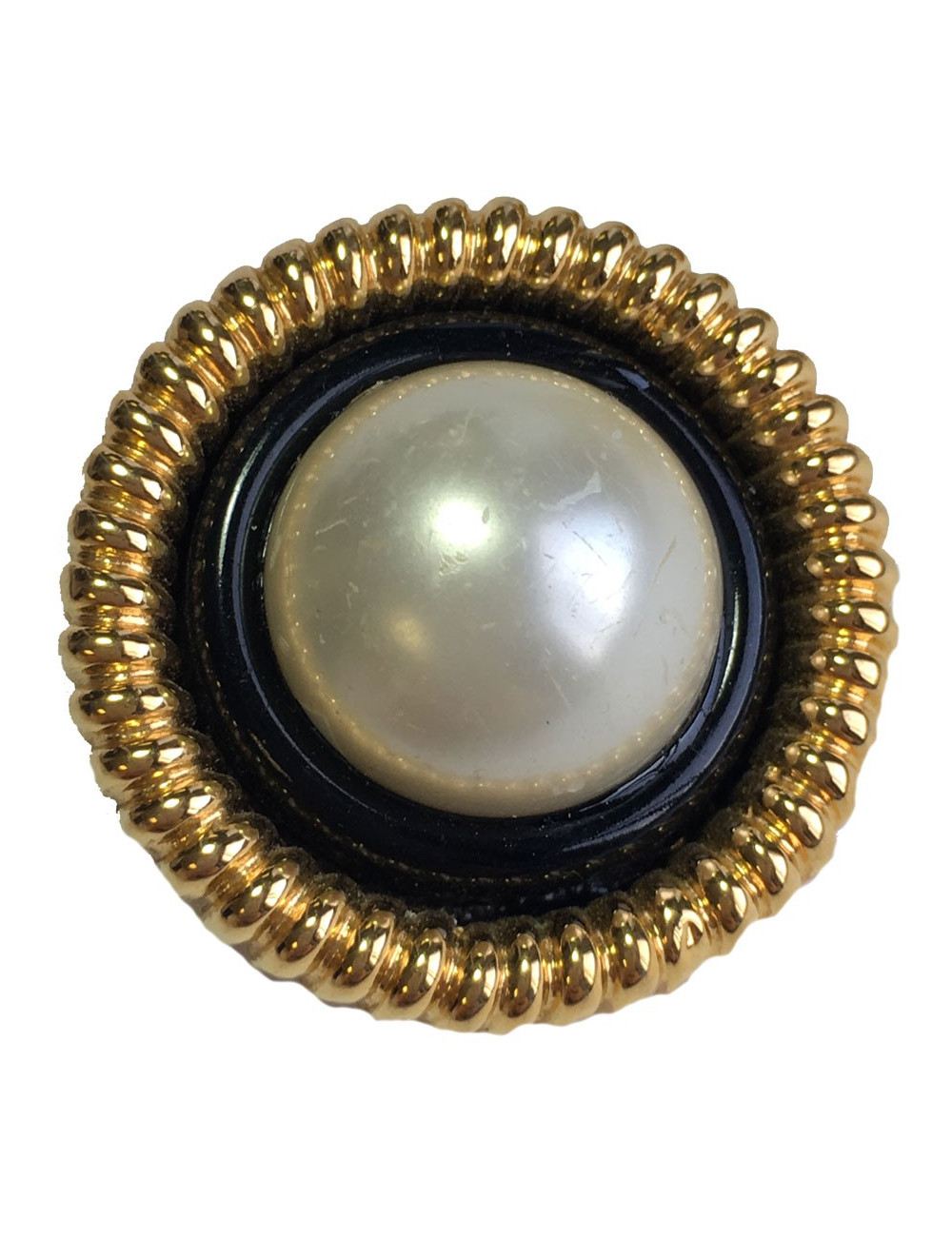 Boucles d'oreille clips CHANEL Vintage perle nacrée et métal doré