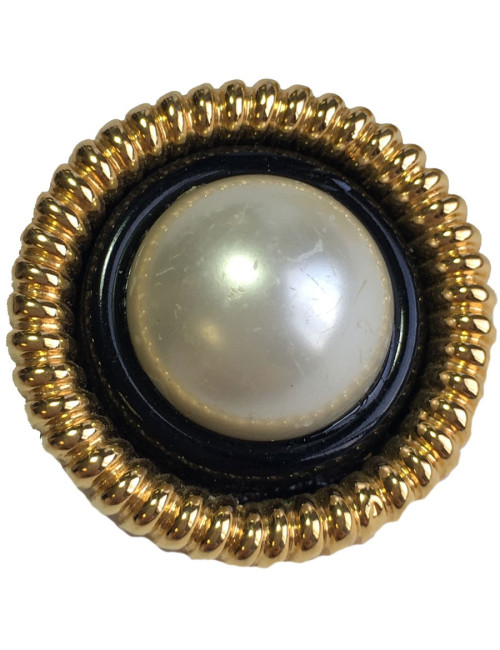 Boucles d'oreille clips CHANEL Vintage perle nacrée et métal doré
