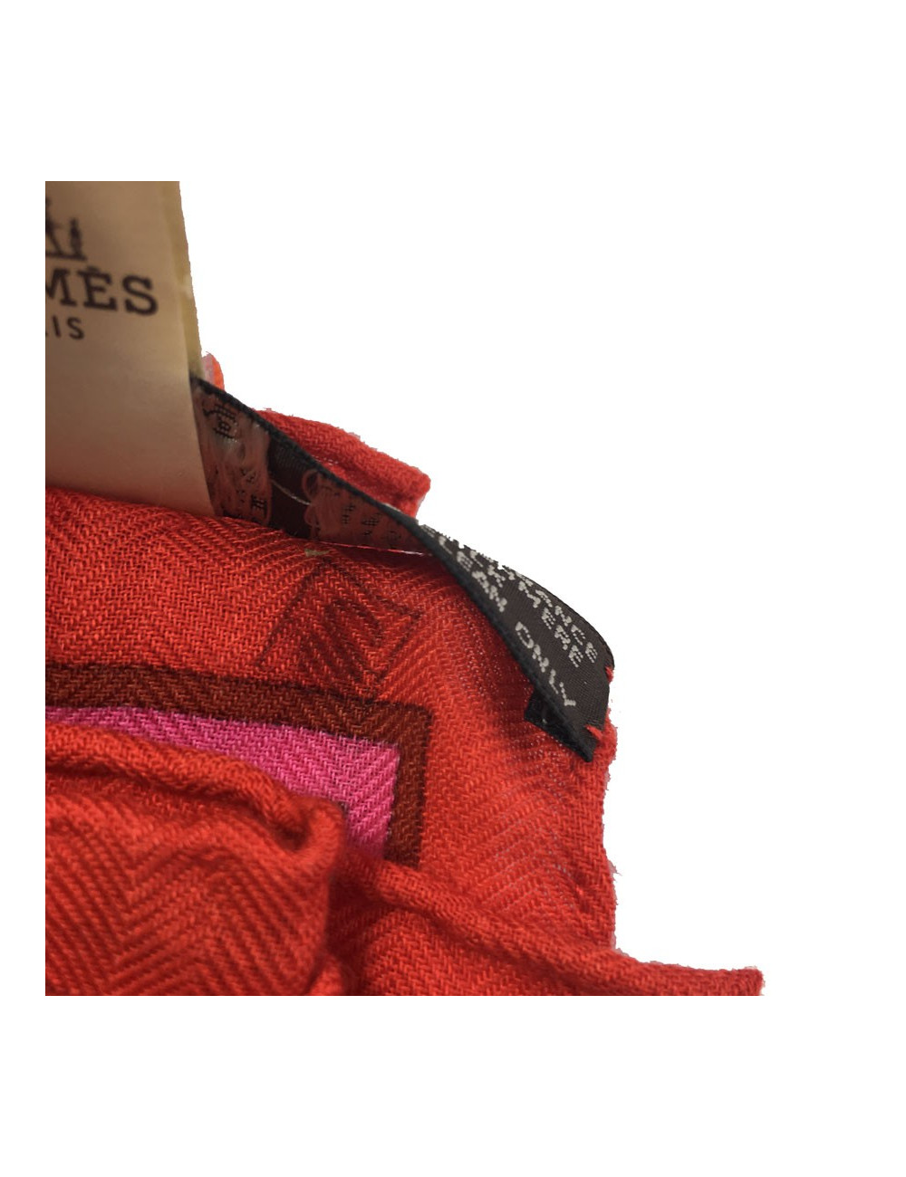 Châle HERMÈS "Peuple du vent" cachemire et soie rose indien, orange et cobalt