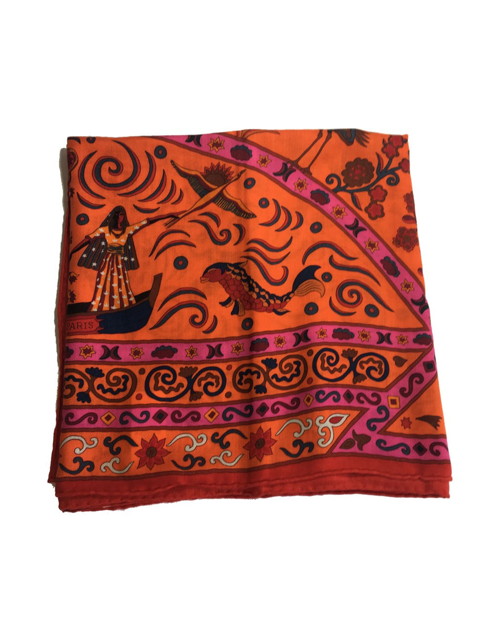 HERMÈS "Peuple du vent" shawl in pink cashmere ans silk