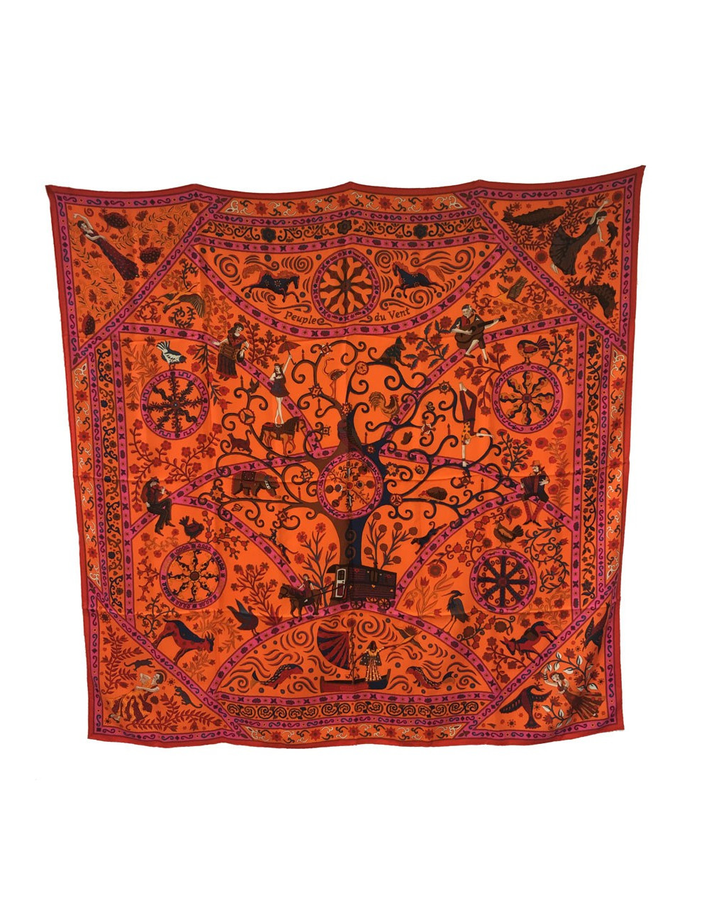 HERMÈS "Peuple du vent" shawl in pink cashmere ans silk