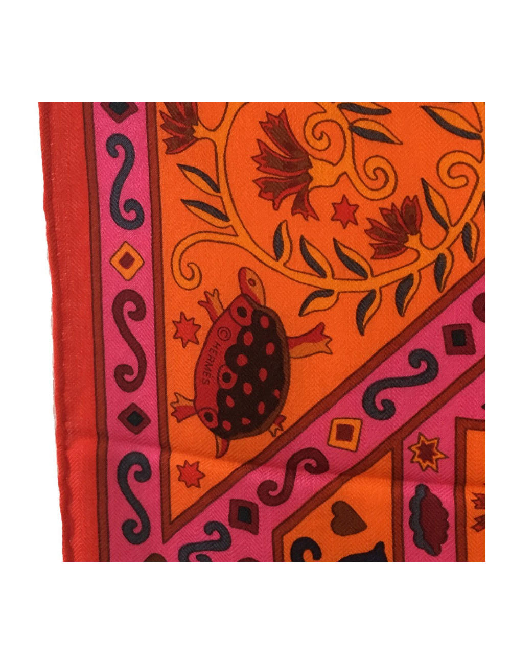 HERMÈS "Peuple du vent" shawl in pink cashmere ans silk