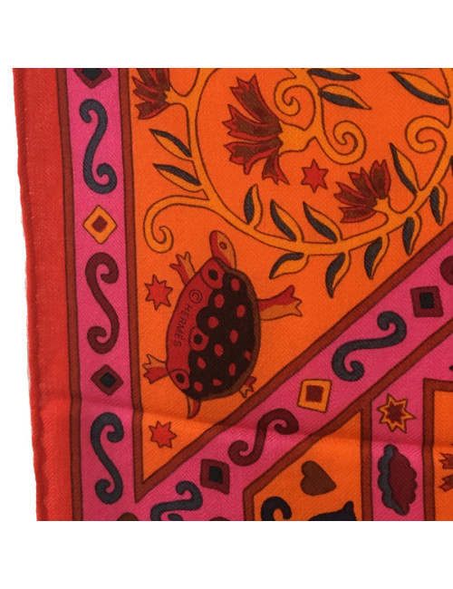 HERMÈS "Peuple du vent" shawl in pink cashmere ans silk