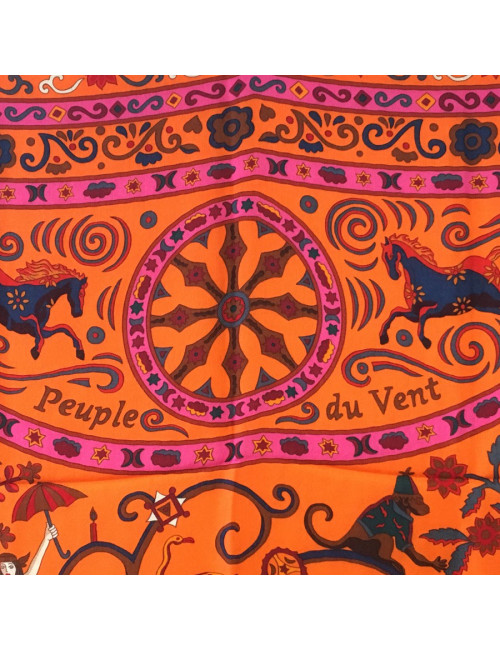 HERMÈS "Peuple du vent" shawl in pink cashmere ans silk