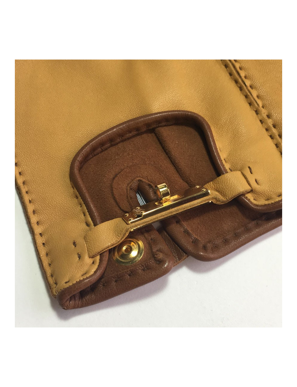 Gants mitaines HERMÈS Kick fermoir kelly en agneau glacé T 7,5