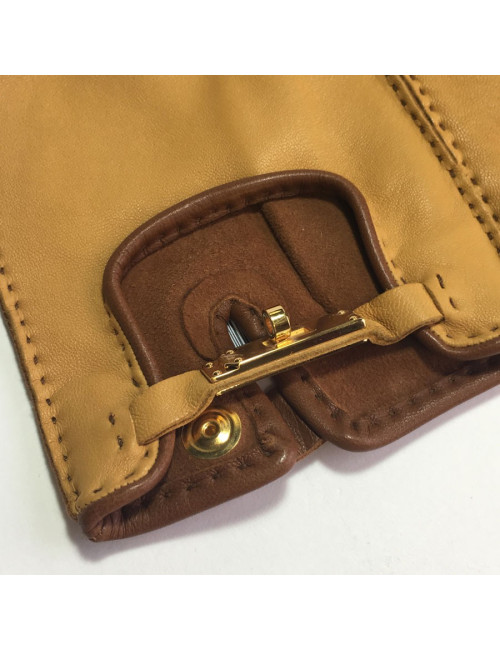 Gants mitaines HERMÈS Kick fermoir kelly en agneau glacé T 7,5