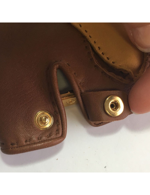 Gants mitaines HERMÈS Kick fermoir kelly en agneau glacé T 7,5