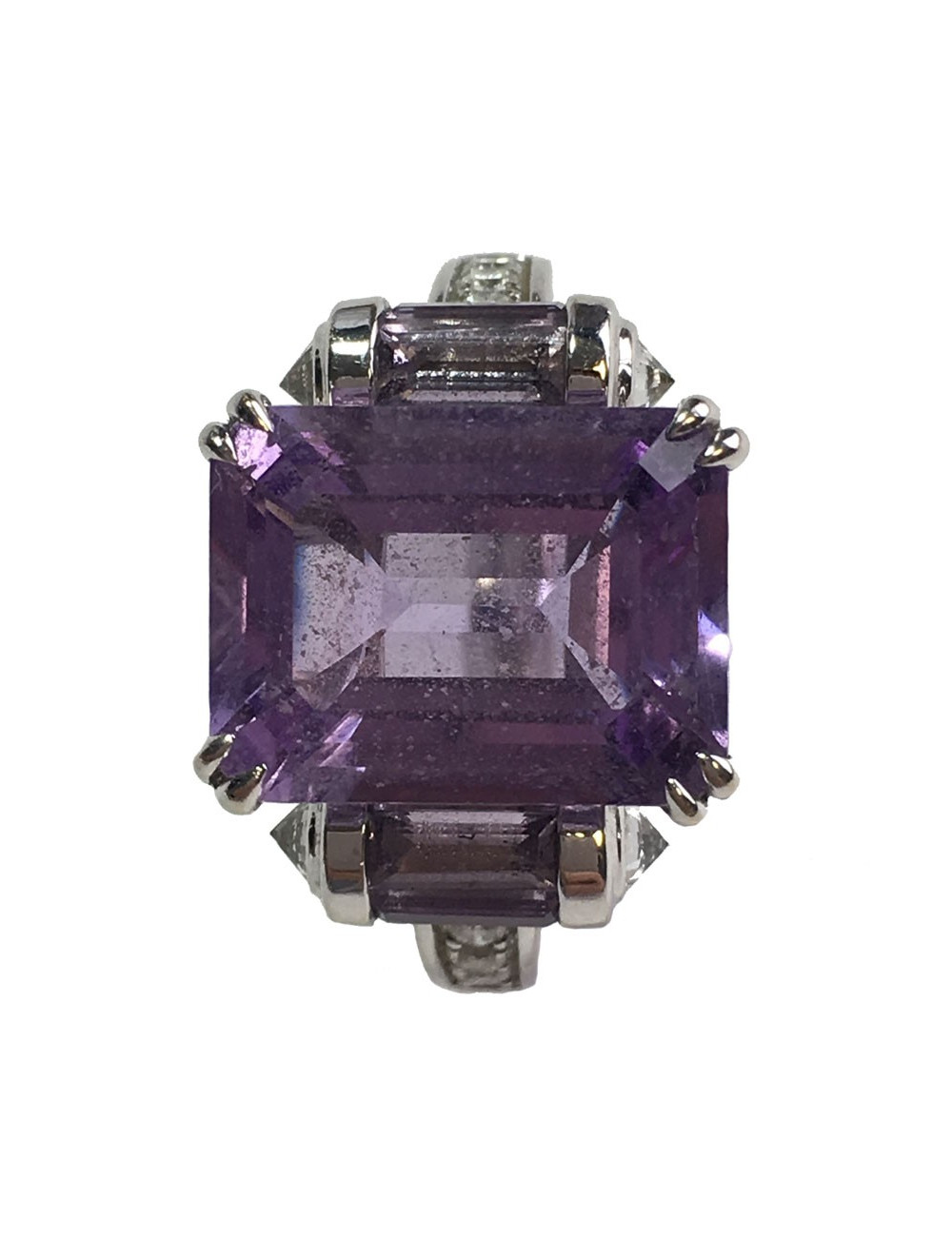 Bague MAUBOUSSIN Couleur baiser en or blanc, améthyste et diamants T54